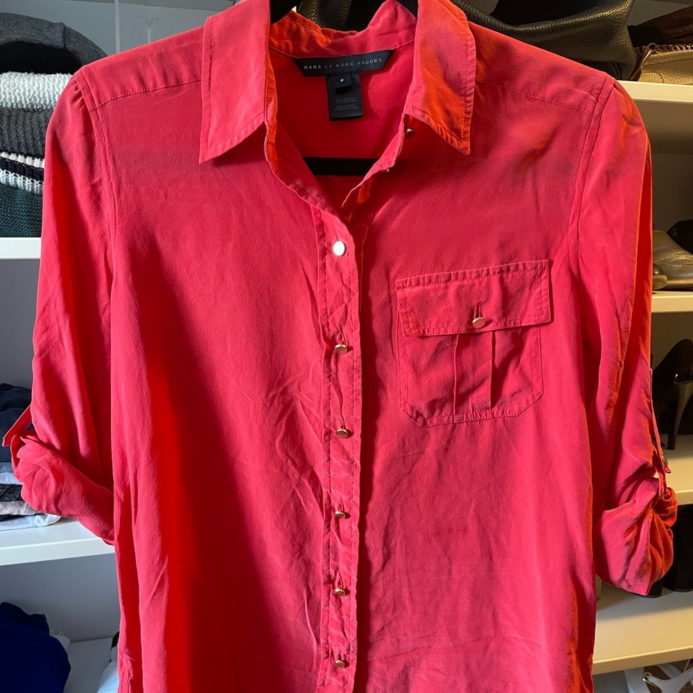 Silk Button Down Blouse - image 1